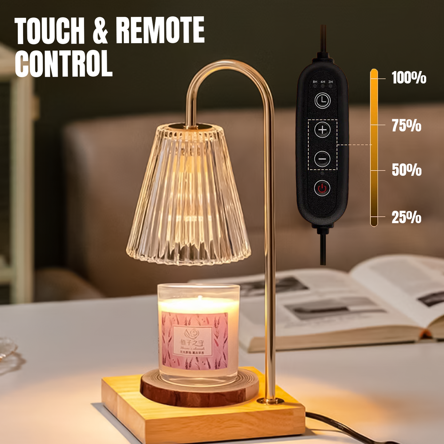 Candle Warmer Lamp – Height Adjustable Dimmable Lamp with Remote & Timer