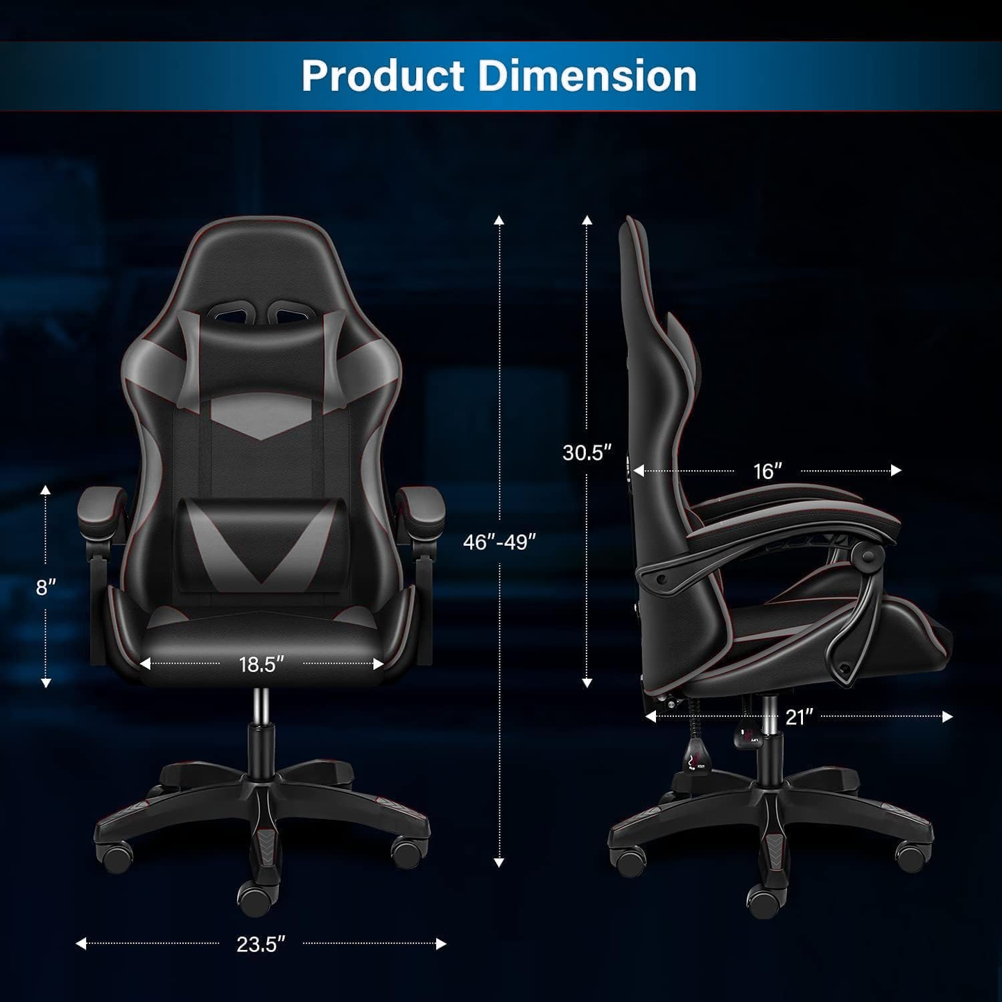 Computer Gaming Office Chair – Executive Style Gamer Chair with Wheels for Home & Office