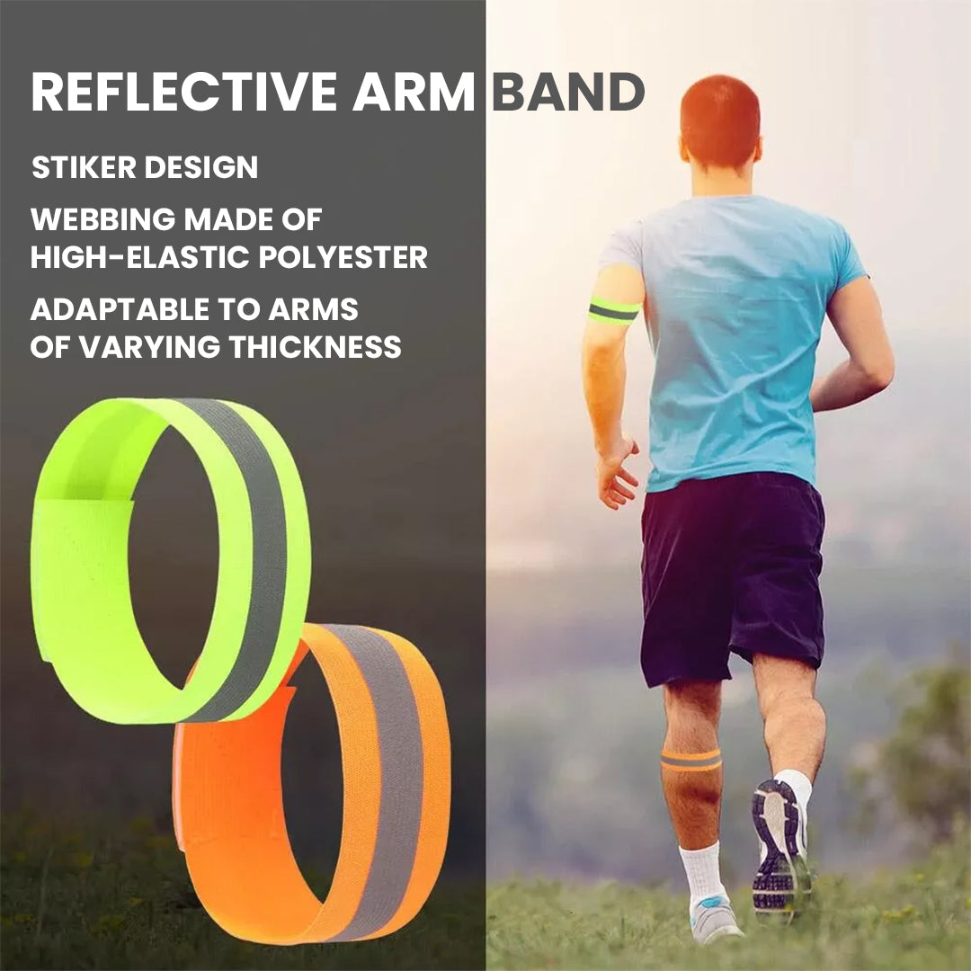 High Visibility Bands – Adjustable Reflective Arm Band Safety Bands for Running Jogging Cycling Walking & Sports