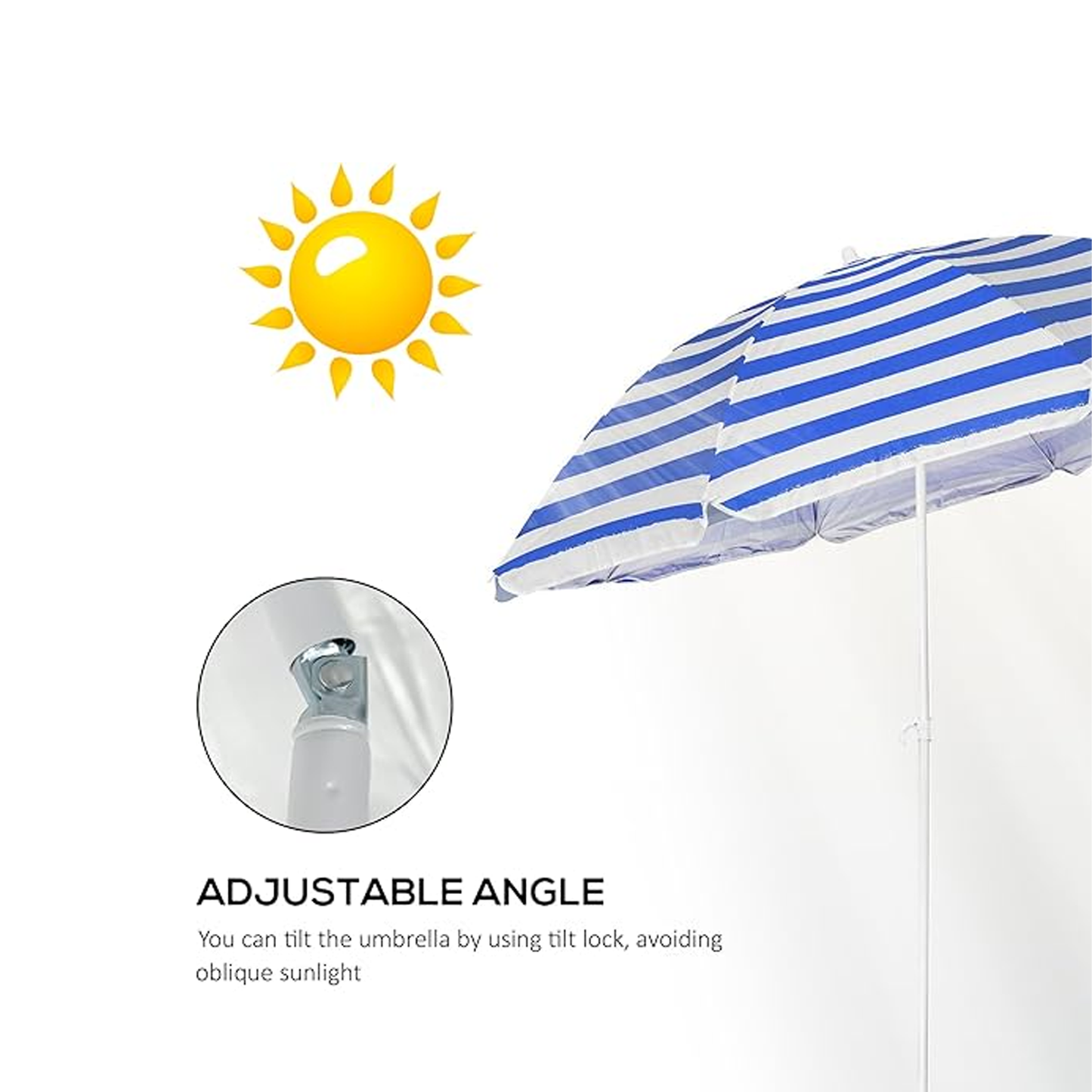 Outdoor Sun Umbrella – UV Protection Patio Parasol with Adjustable Tilt & Crank Handle
