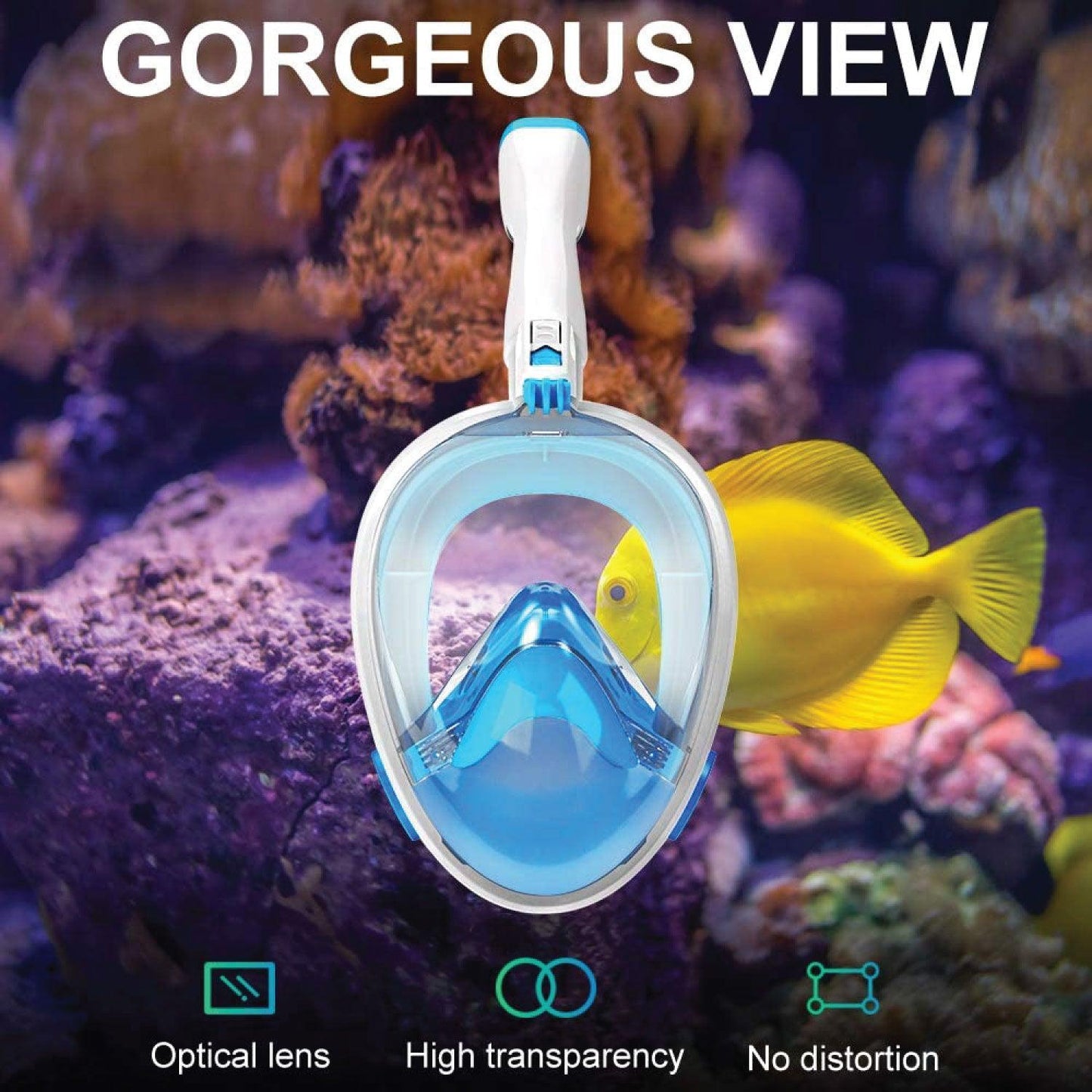 Full Face Snorkel Mask - Swimming Mask Scuba Set Full Anti-fog Diving for Adults or Kids With Upgraded Safety Breathing System