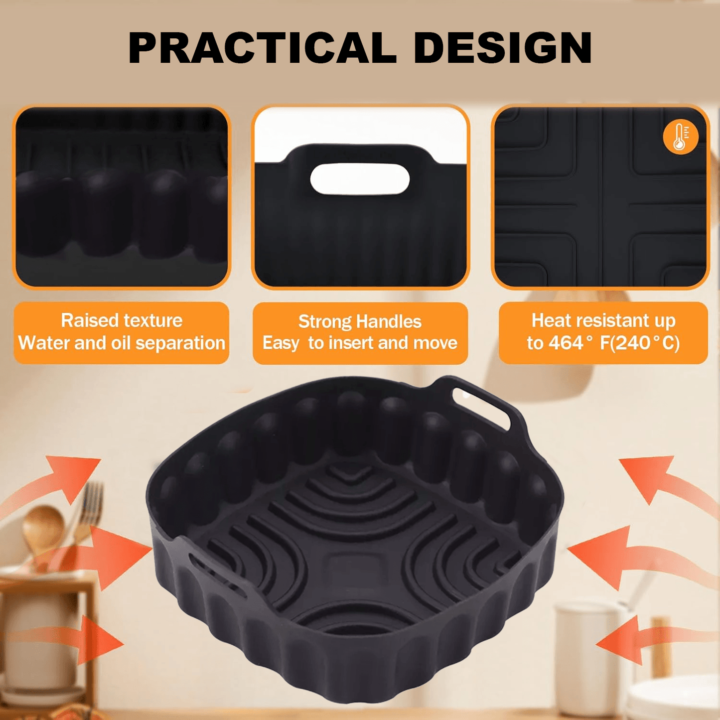 Silicone Air Fryer Liner- 1/2PCS Air Fryer Silicone Liners Kitchen Accessories Replacement