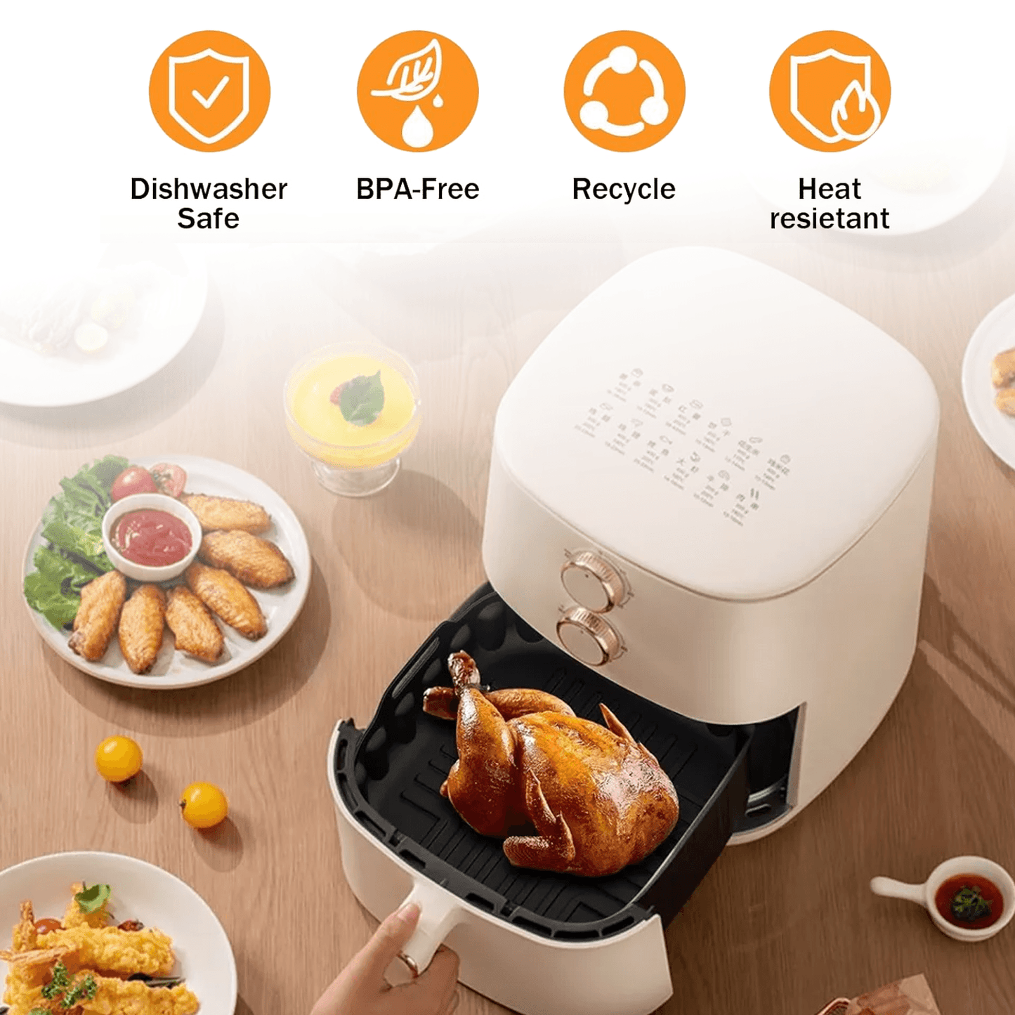 Silicone Air Fryer Liner- 1/2PCS Air Fryer Silicone Liners Kitchen Accessories Replacement