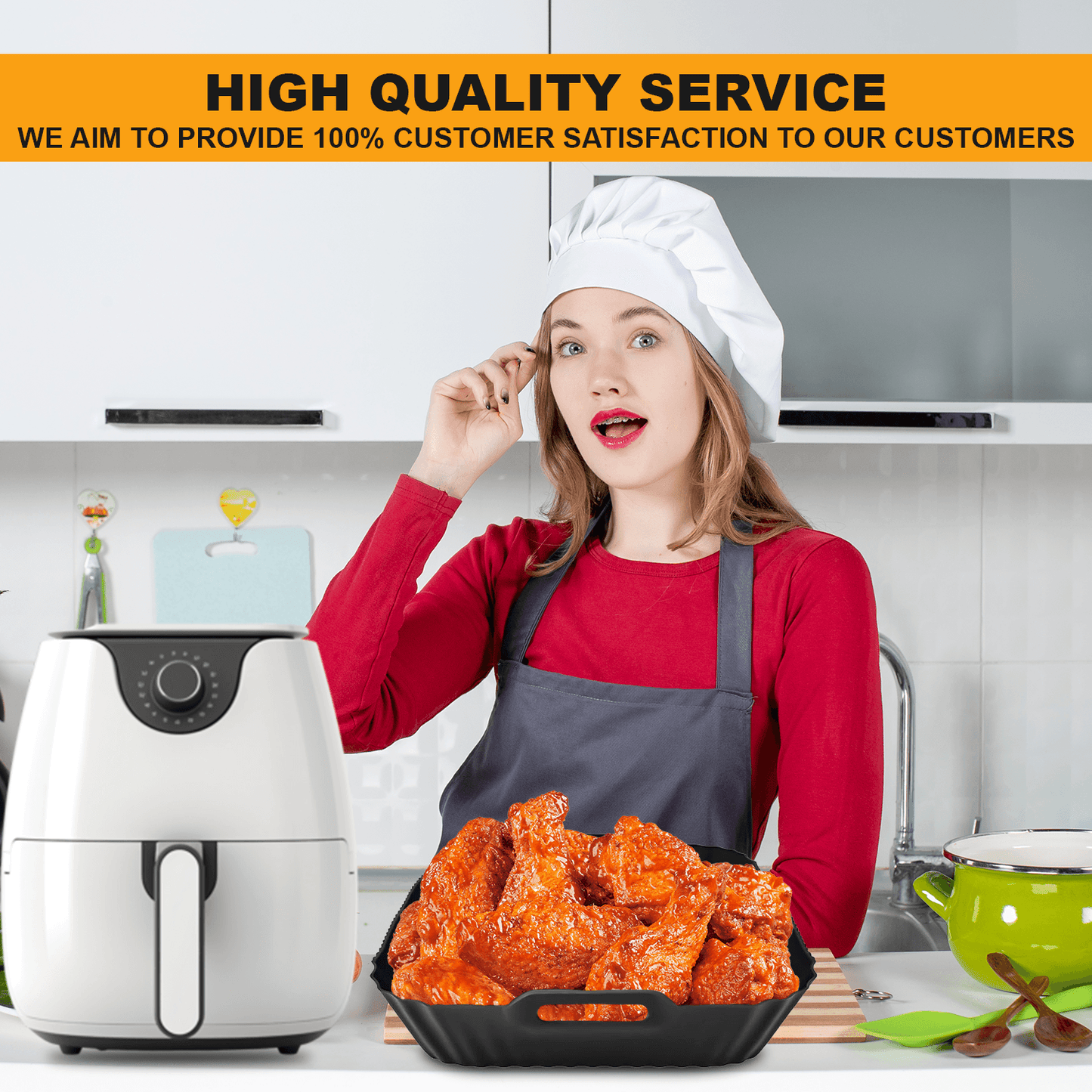 Silicone Air Fryer Liner- 1/2PCS Air Fryer Silicone Liners Kitchen Accessories Replacement