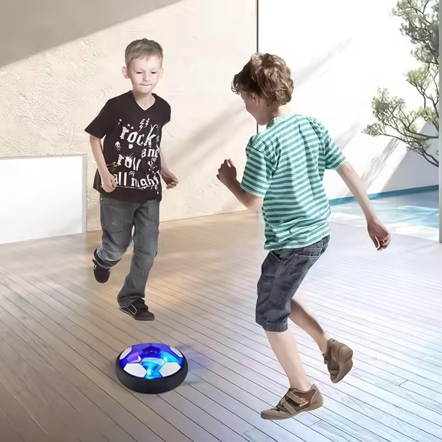 Hover Soccer Ball - Kids 3-12 Year Old Rechargeable Air Power Sport Football with Colorful LED Light | Foam Bumpers Indoor Outdoor Disk Toy