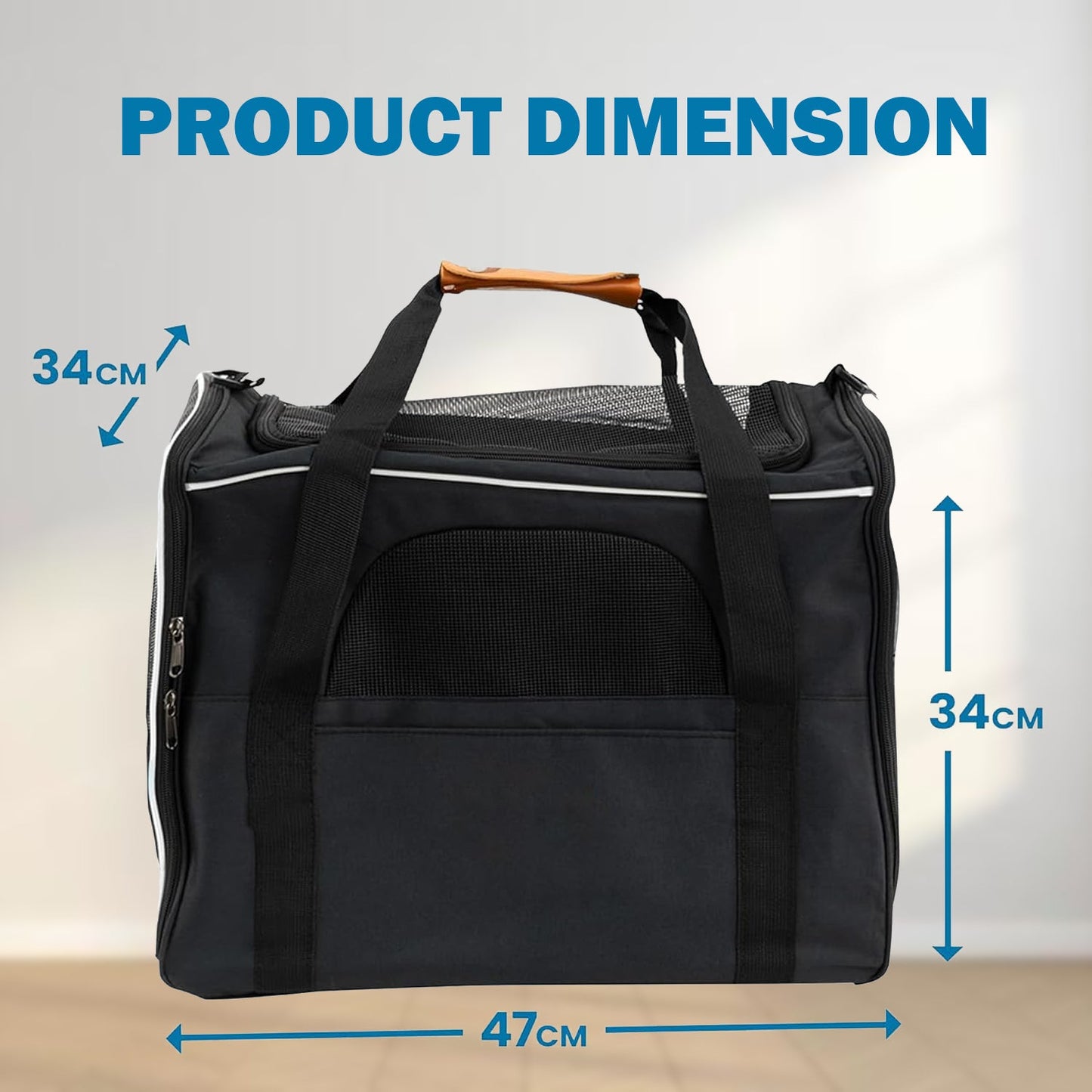Pet Carrier Bag - Breathable Small Travel Cage with Adjustable Shoulder Strap and Bowl