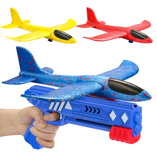 Airplane Launcher Toy – Kids 2 Flight Mode Airplane EPP Foam Gliders Fly Toy Catapult Launcher Gun Set