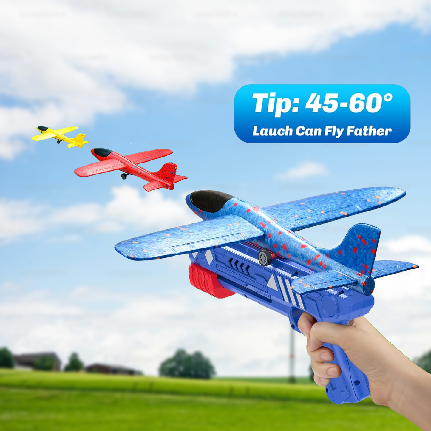 Airplane Launcher Toy – Kids 2 Flight Mode Airplane EPP Foam Gliders Fly Toy Catapult Launcher Gun Set