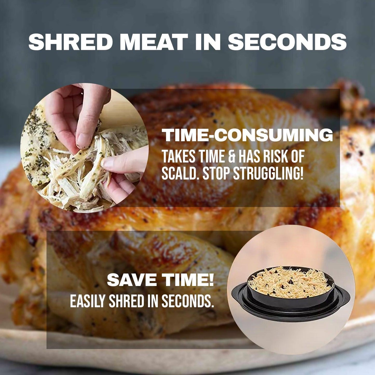 Chicken Breast Shredder - Meat Shredder Machine Suitable for Pork Beef Chicken Twist with Brush & Fork
