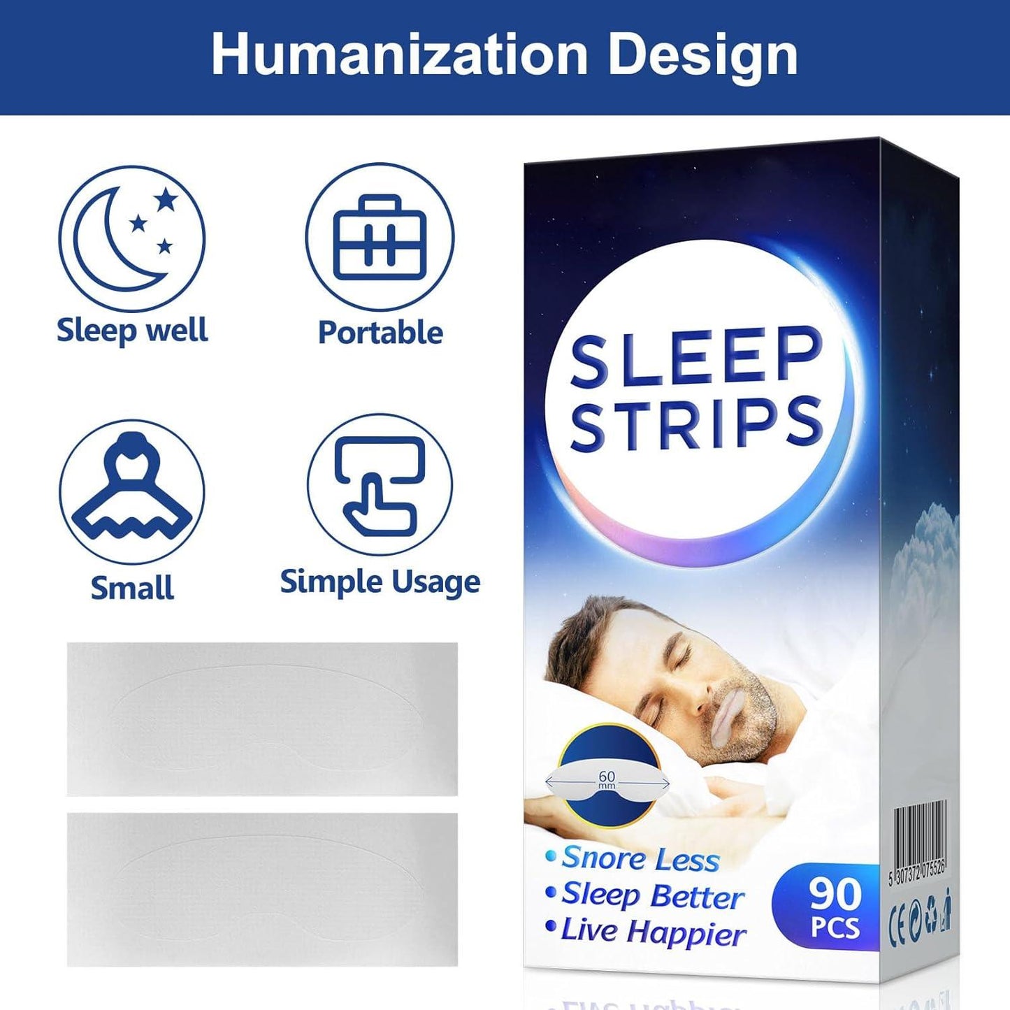 Mouth Taping for Sleep - Better Nose Breathing Instant Snoring Relief Strips Gentle Mouth Tape