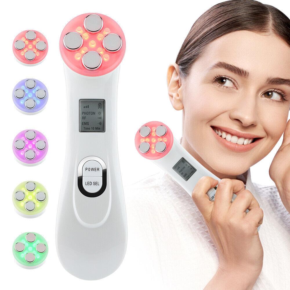 Face Tightener Machine - 5 in1 LED RF Skin Beauty Instrument Ultrasonic Face Massager Anti-aging Device