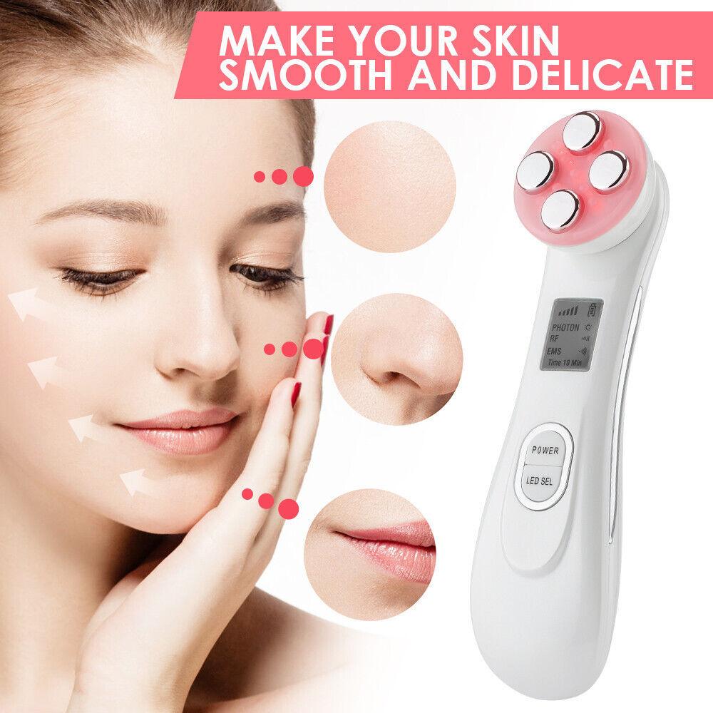 Face Tightener Machine - 5 in1 LED RF Skin Beauty Instrument Ultrasonic Face Massager Anti-aging Device