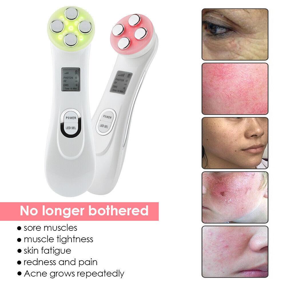 Face Tightener Machine - 5 in1 LED RF Skin Beauty Instrument Ultrasonic Face Massager Anti-aging Device