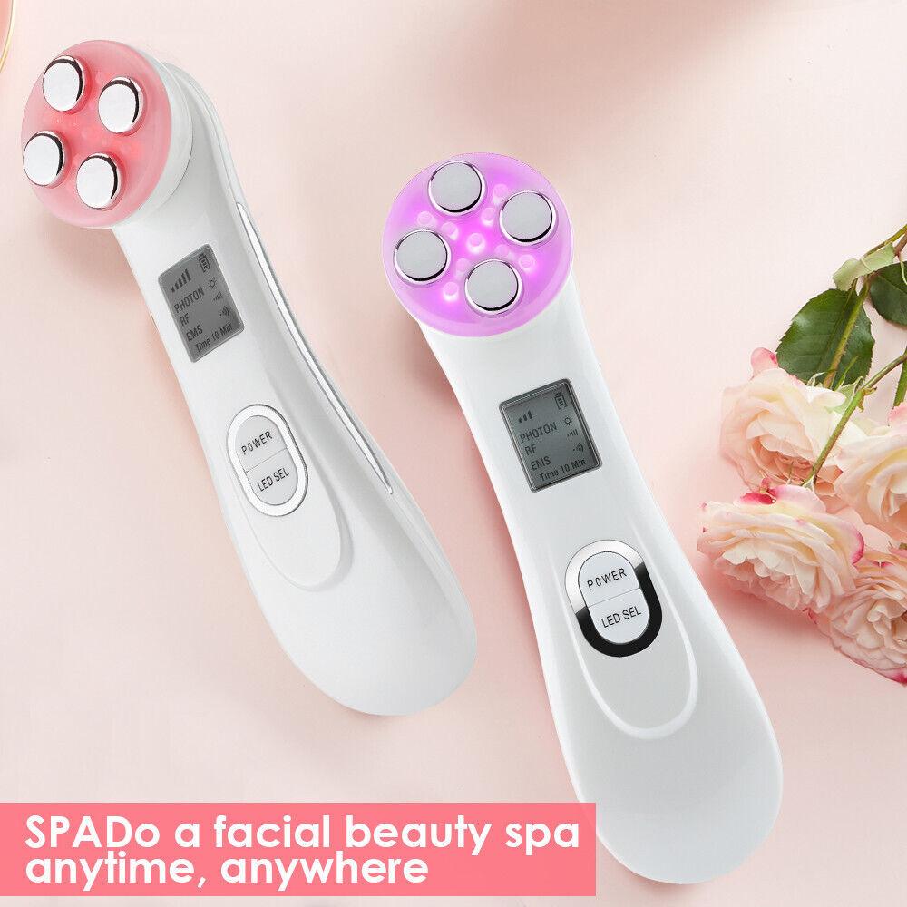Face Tightener Machine - 5 in1 LED RF Skin Beauty Instrument Ultrasonic Face Massager Anti-aging Device