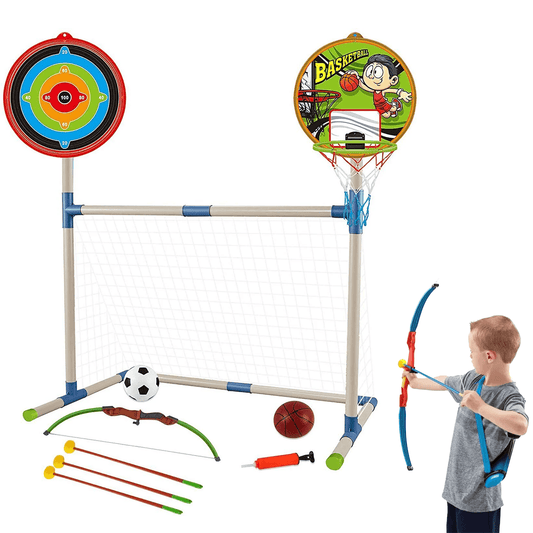 Junior Archery Sets - 3 in 1 Outdoor Games Sports Basketball Football Archery Play Set for Kids