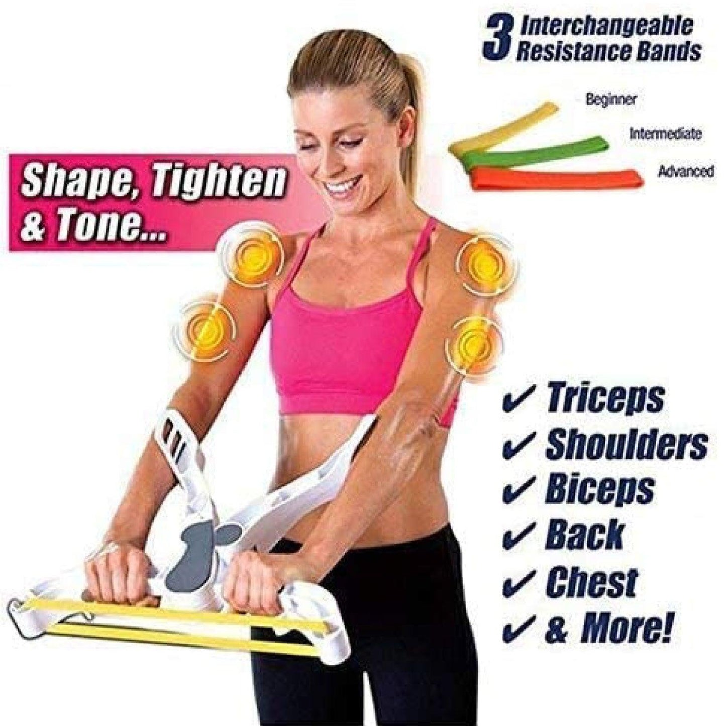 Arm Workout Machine - Arm Exercise Equipment Upper Body Arm Workout Machines with 3 System Resistance Training Bands for Women Strength Training