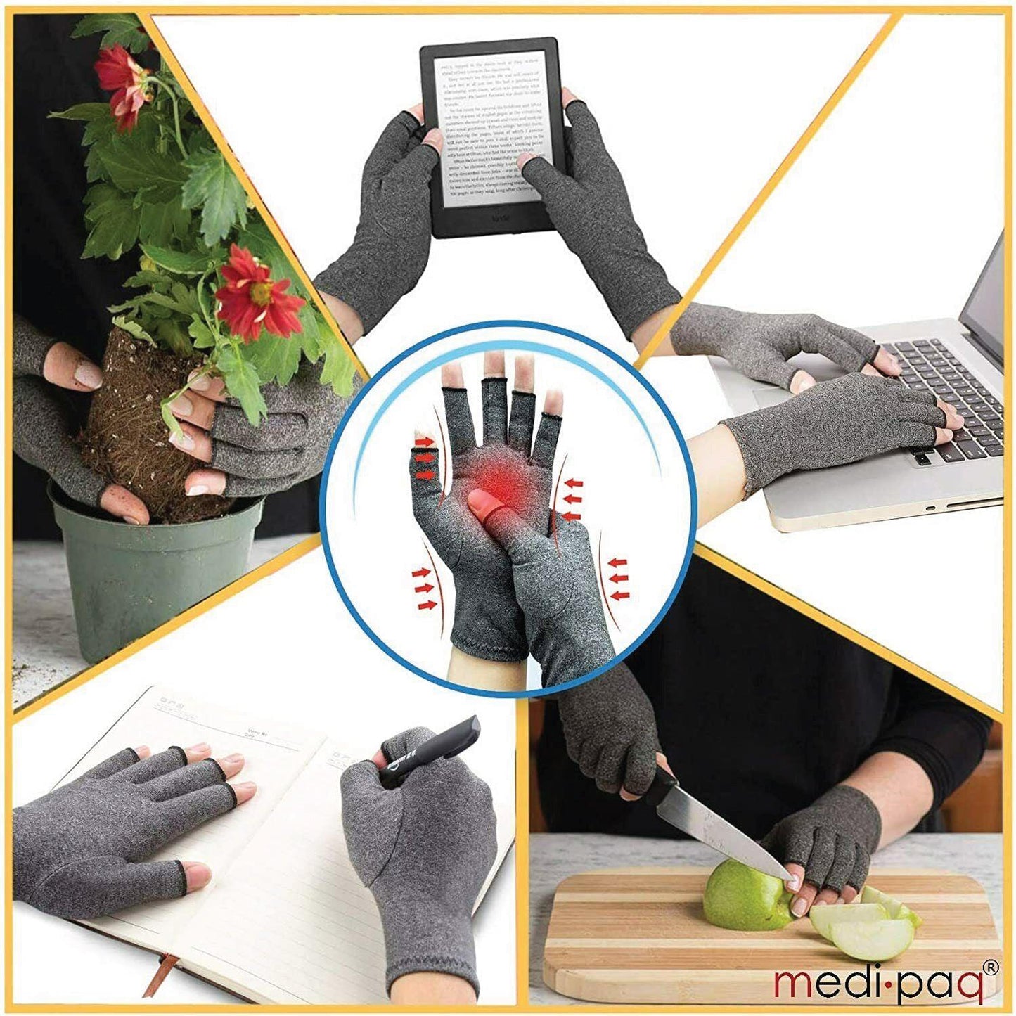 Compression Gloves for Arthritis - Fingerless Pain Relief Arthritic Hands Rheumatoid Anti Arthritis Elastic Gloves