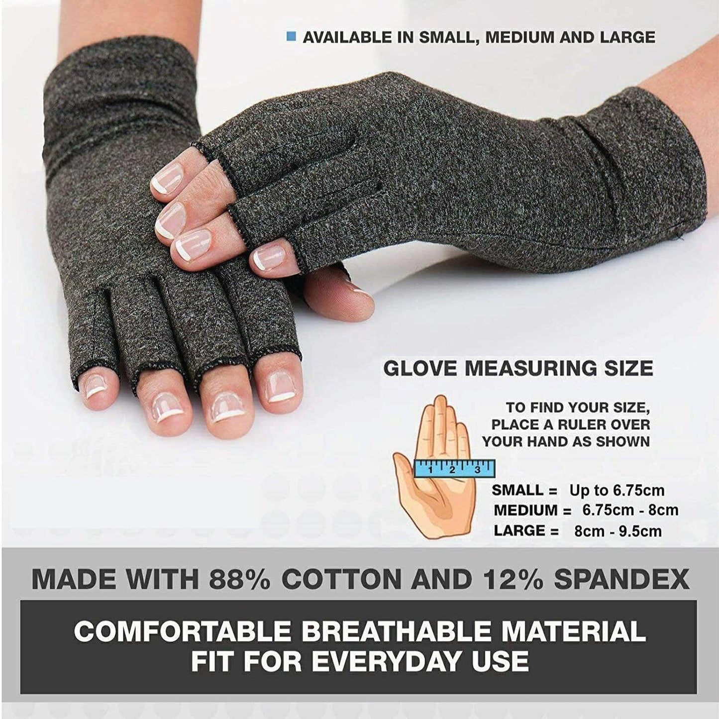 Compression Gloves for Arthritis - Fingerless Pain Relief Arthritic Hands Rheumatoid Anti Arthritis Elastic Gloves