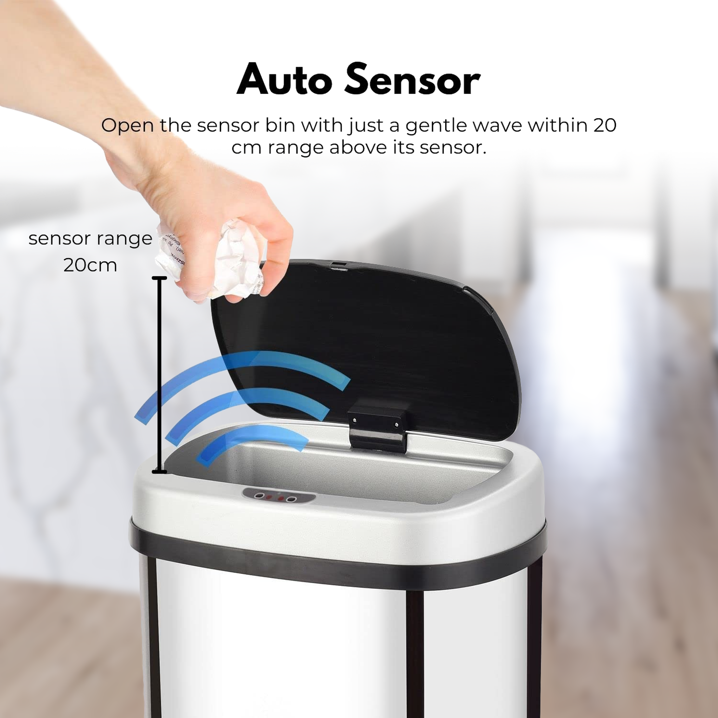 Kitchen Sensor Bin – Touchless Automatic Waste Bin with Motion Sensor & Soft Close LID