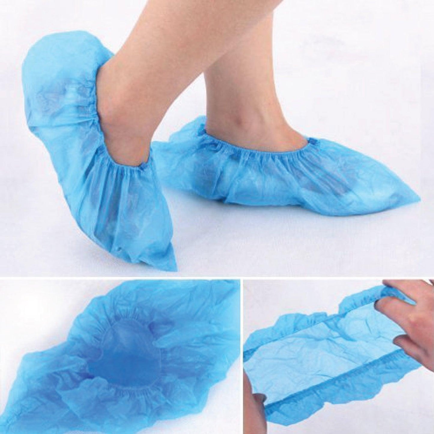Disposable Shoe Covers - BLUE Plastic Rain Waterproof Boot Protector Carpet Cleaning