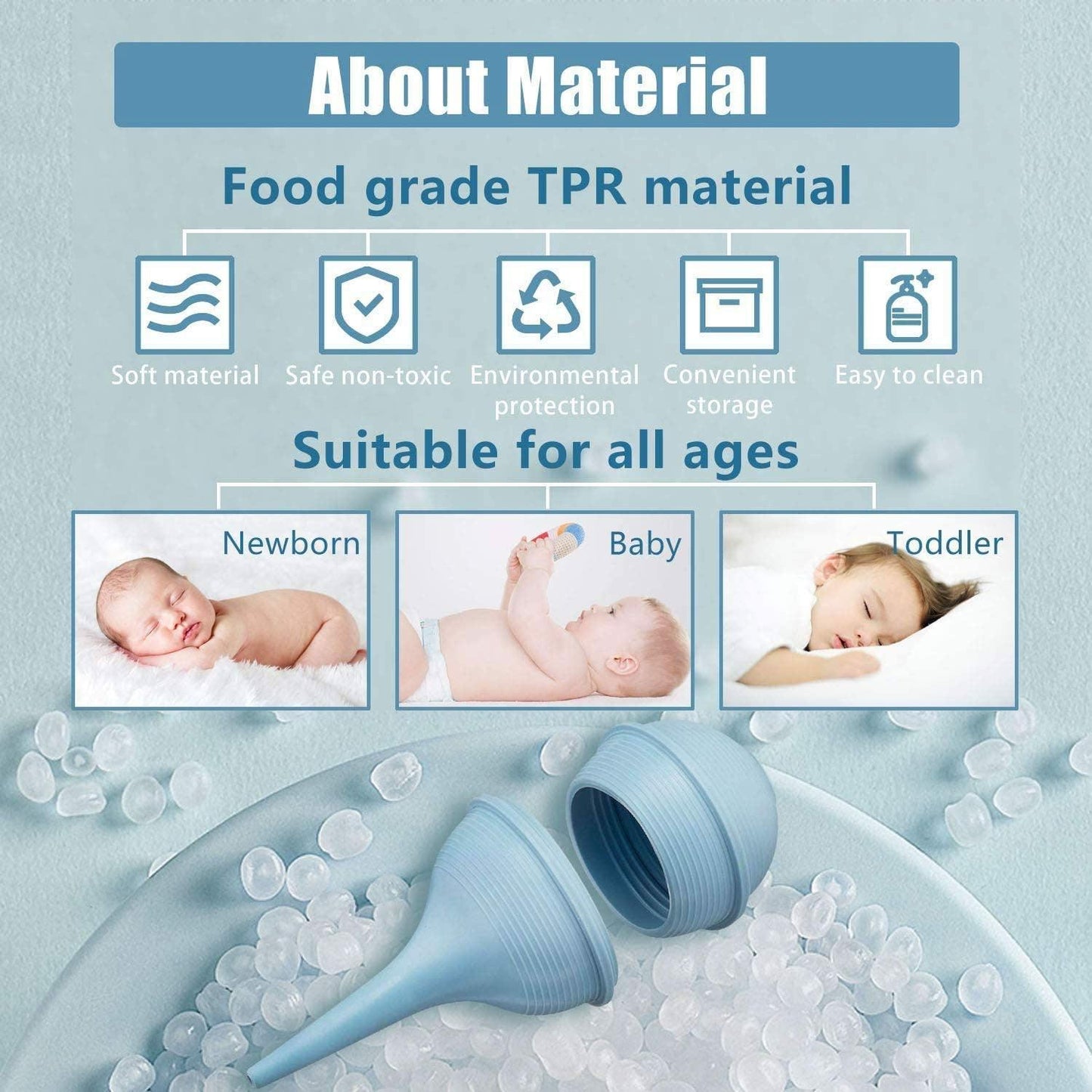 Nasal Aspirator for Baby - Ear Syringe, Snot Sucker, Mucus Sucker and Nasal Bulb Syringe, 2 Ounces