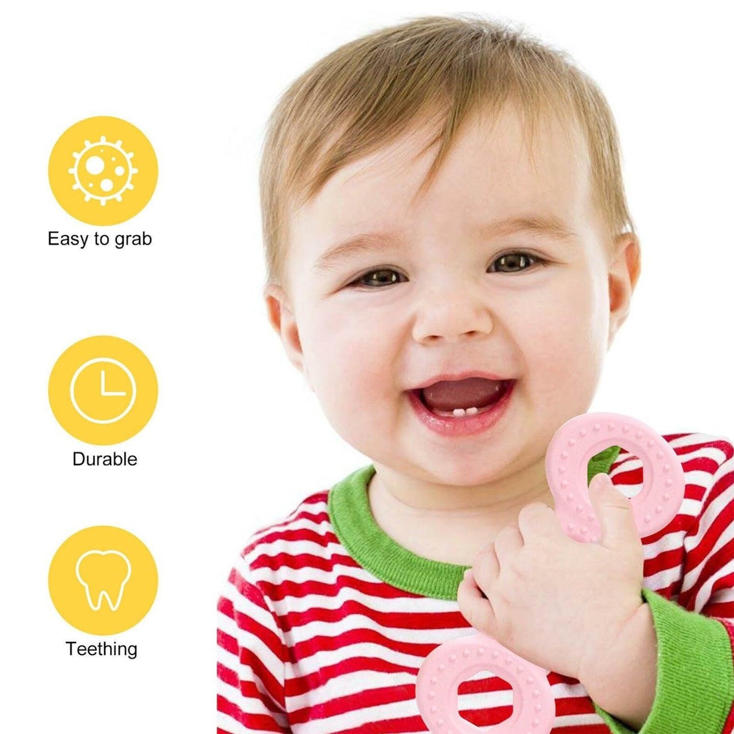 Teething Toys for Babies - Silicone Baby Molar Teether Chew Toys with Pacifier Clips, Hammer Wrench Spanner Pliers Shape Baby Toys for Stimulates