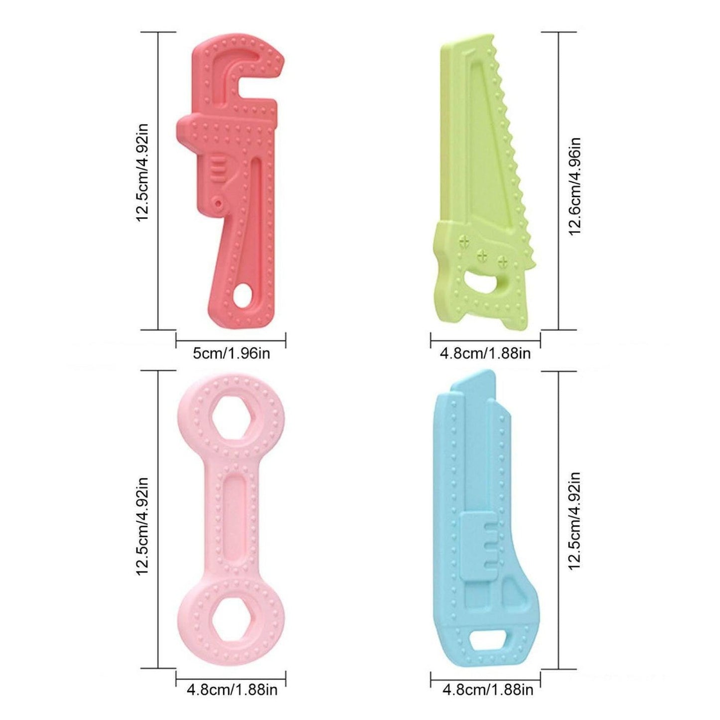 Teething Toys for Babies - Silicone Baby Molar Teether Chew Toys with Pacifier Clips, Hammer Wrench Spanner Pliers Shape Baby Toys for Stimulates