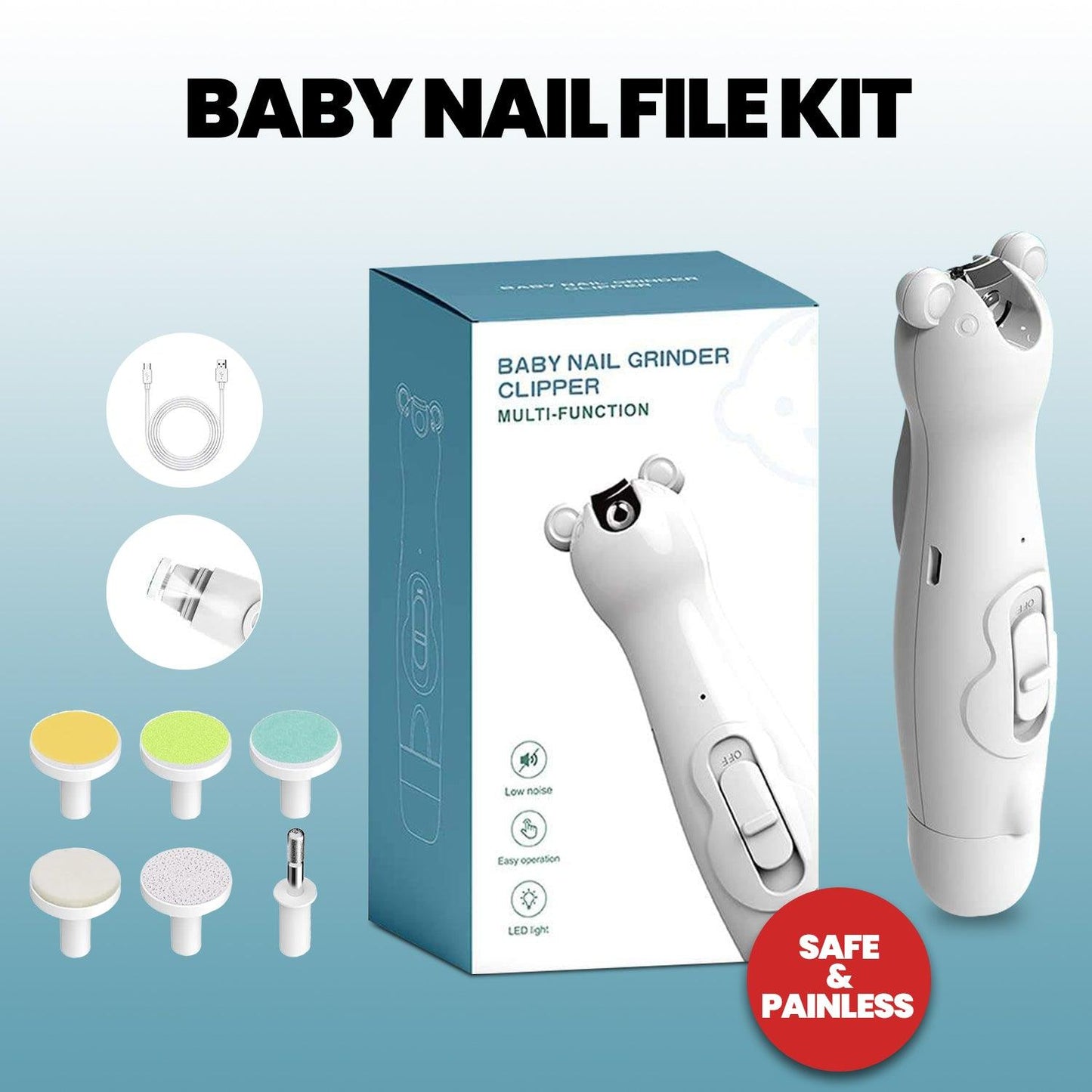 Electric Nail Clippers - Baby Nail File Kit Trimmer Toddler Toes Trim Nails Polish Care