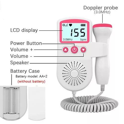 Baby Heart Monitor - Doppler Fetal Baby Heart Beat Rate Probe Prenatal Monitor Ultrasonic
