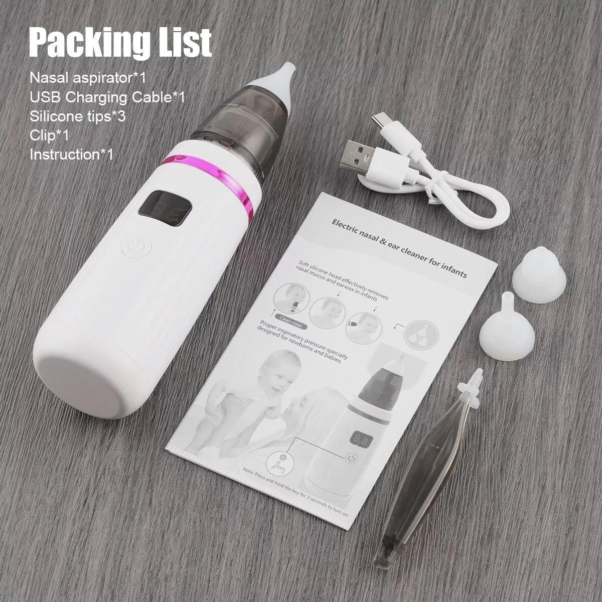 Electric Nose Aspirator - Rechargeable Baby Nasal Aspirator Safe Hygienic Nose Cleaner for Infant