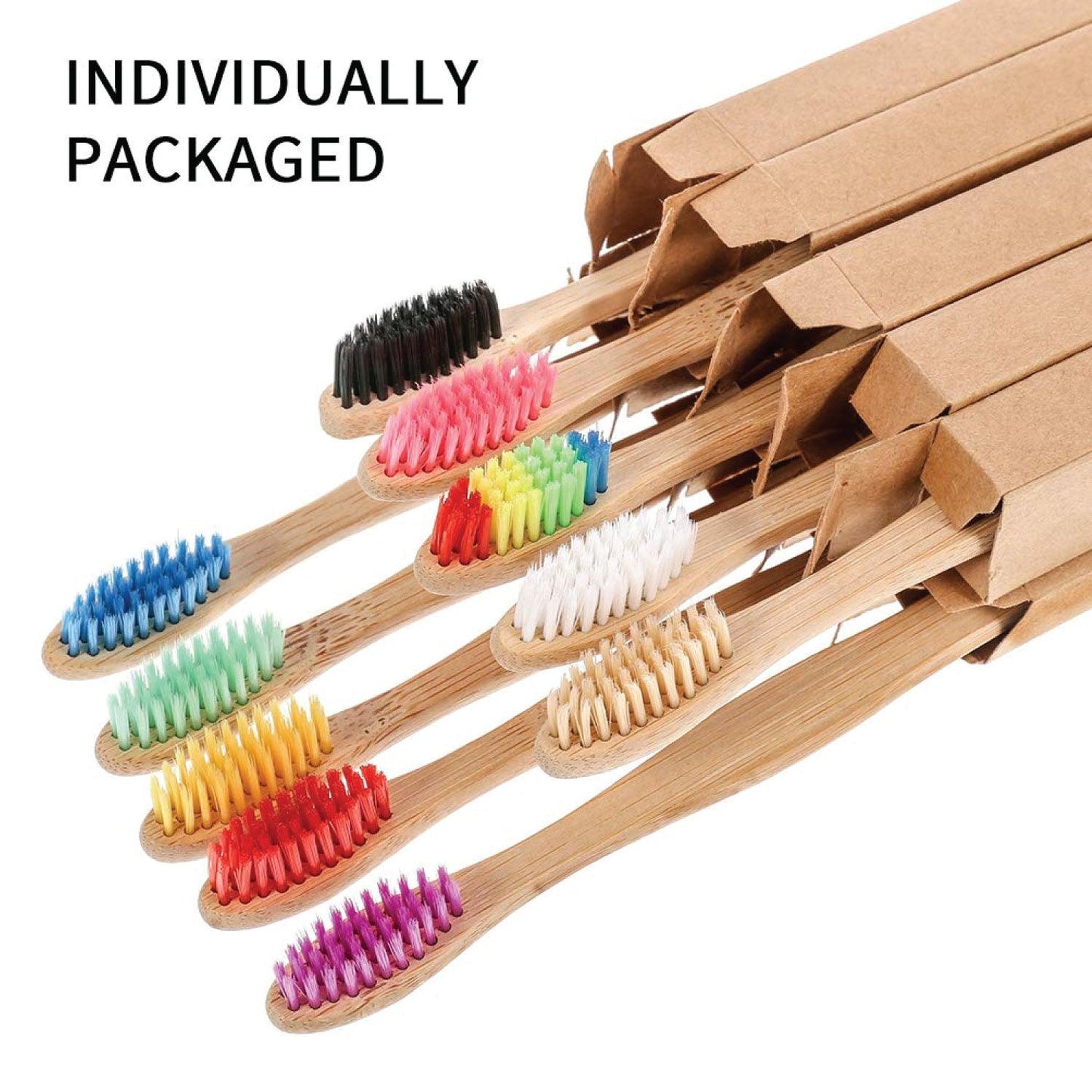 Bamboo Toothbrush Bristles - Goaycer Bamboo Toothbrushes Medium Bristles - Family 10 Pack Eco Friendly Biodegradable Organic Premium Wooden Toothbrush