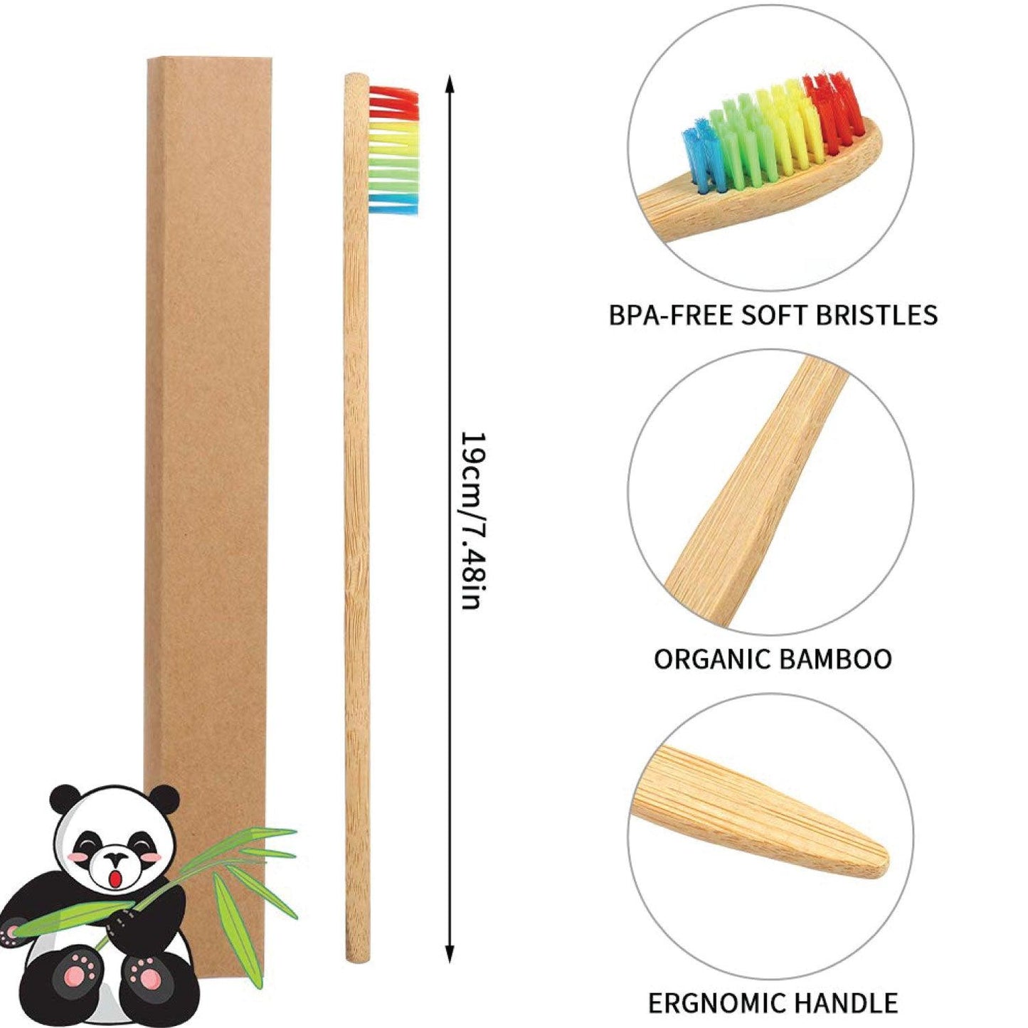 Bamboo Toothbrush Bristles - Goaycer Bamboo Toothbrushes Medium Bristles - Family 10 Pack Eco Friendly Biodegradable Organic Premium Wooden Toothbrush