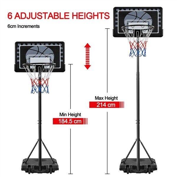 Portable Basketball Hoop UK - 7-8ft Height Adjustable Basketball Net Stand