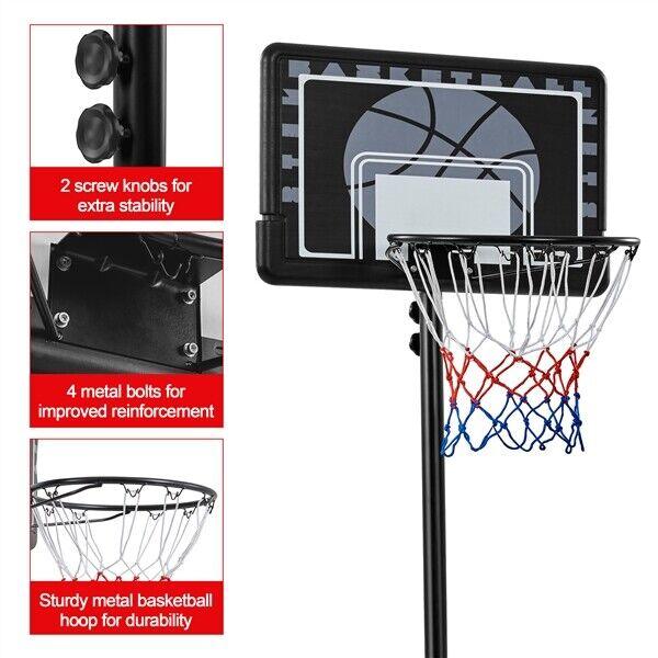 Portable Basketball Hoop UK - 7-8ft Height Adjustable Basketball Net Stand