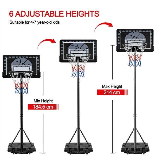 Portable Basketball Hoop UK - 7-8ft Height Adjustable Basketball Net Stand
