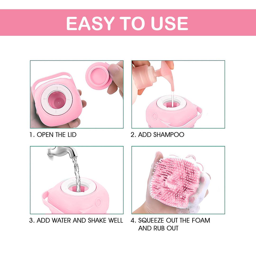 Pet Bath Brush - Pet Dogs Cat Massage Bath Brush Scrubber Shampoo Silicone Dispenser Shower Soft