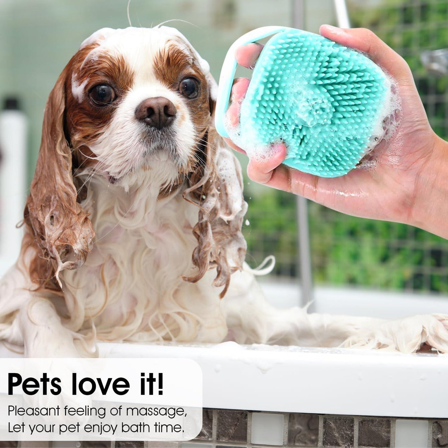 Pet Bath Brush - Pet Dogs Cat Massage Bath Brush Scrubber Shampoo Silicone Dispenser Shower Soft