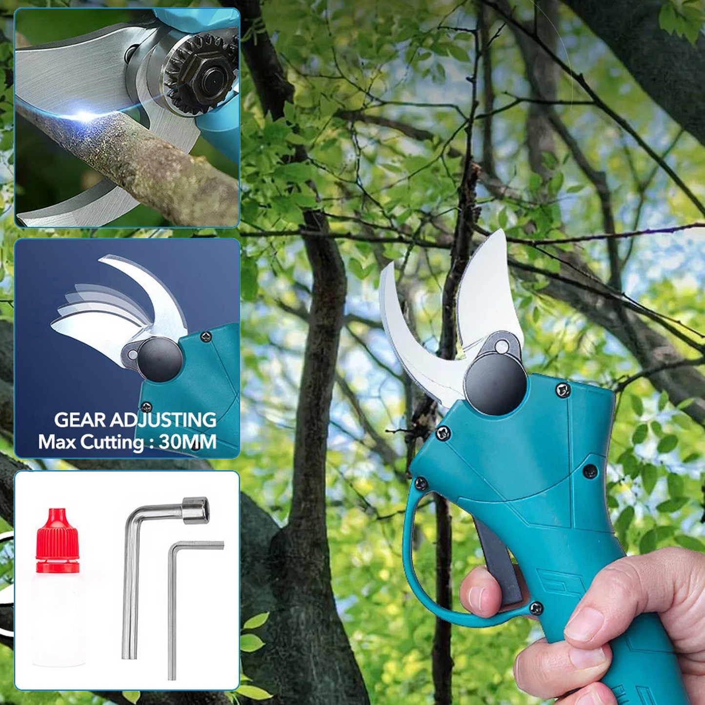 Electric Pruning Shears – Cordless Rechargeable Garden Secateurs Branch Cutter with 2 Battery