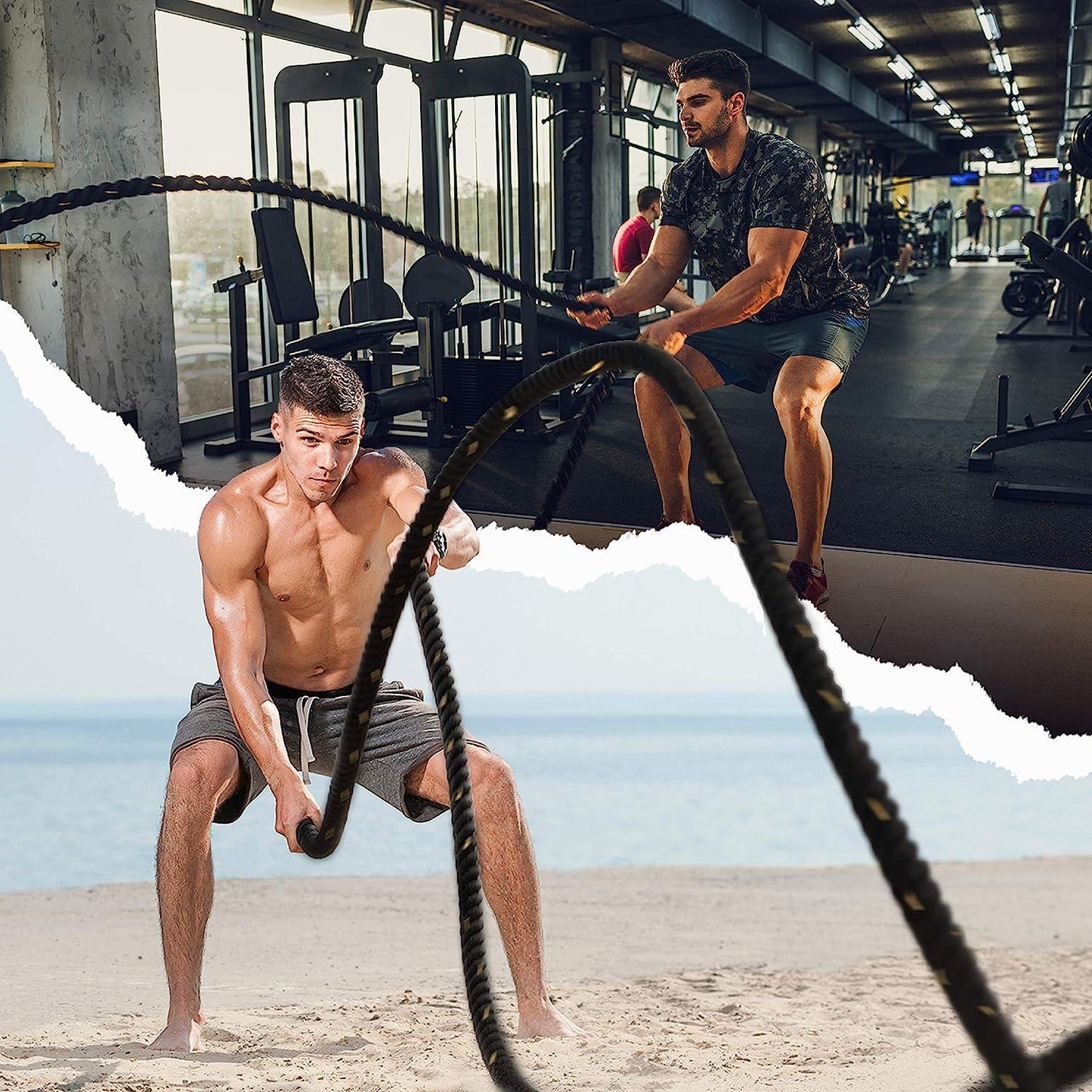Battle Ropes for Sale - Best Battle Ropes UK Battle Ropes-38mm*9m Exercise Rope ,Training Rope with protective cover &Support