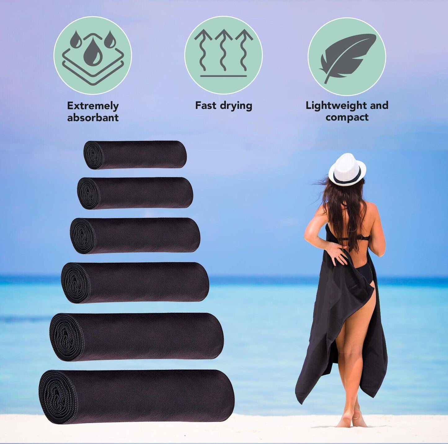 Eono Microfiber Towel - Perfect Fast Drying Towel for Sports Travel Swimming Beach & Camping
