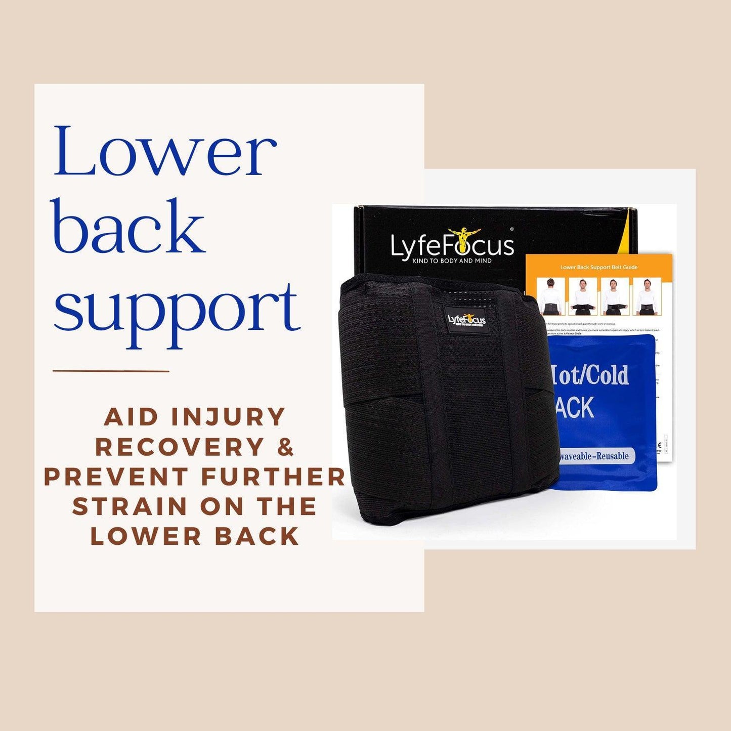 Lower Back Support Belt - Adjustable Back Brace for Lower Back Pain