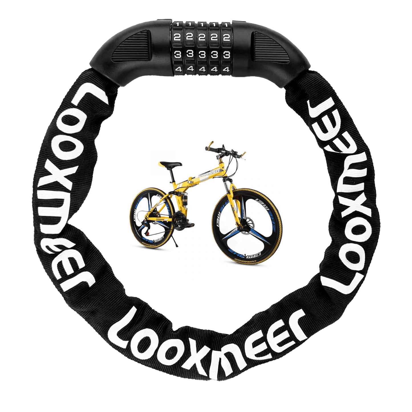 Best Bike Lock UK - Heavy Duty High Security 90cm 5-Digit Combination Chain Lock