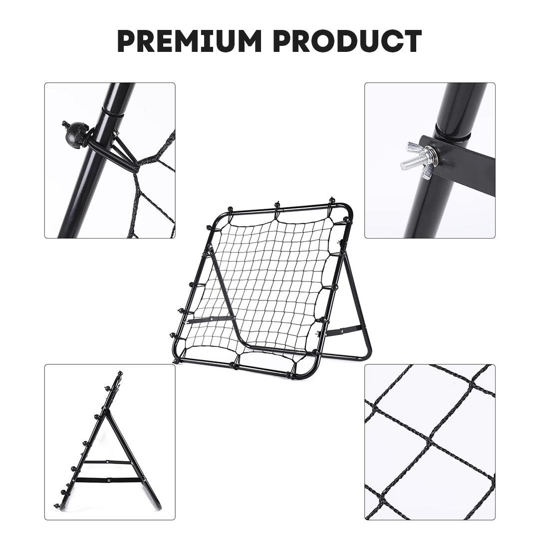 Football Rebound Net - Soccer Practise Net Kickback Target Goal Teens Adults Training Black