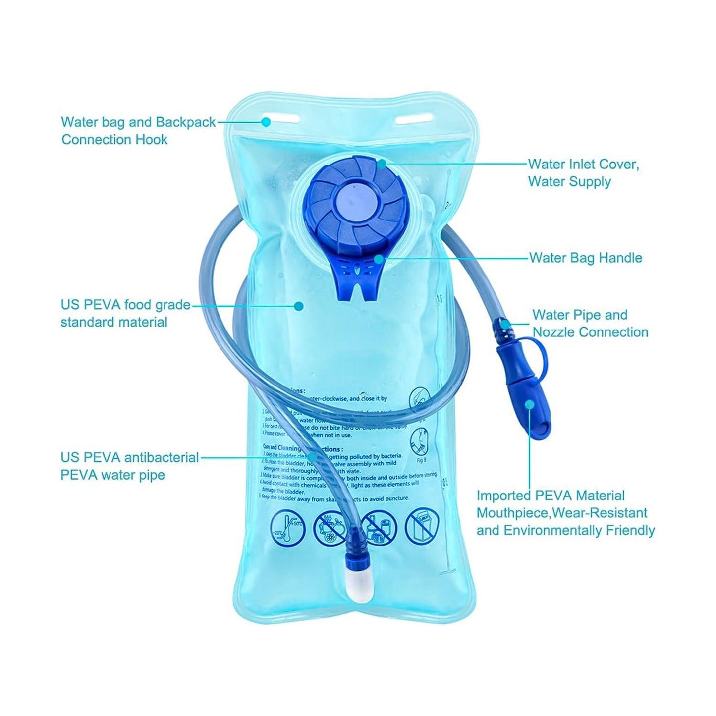 Backpack With Water Bladder - 2L Hydration Backpack Cycling Hiking Running Travel