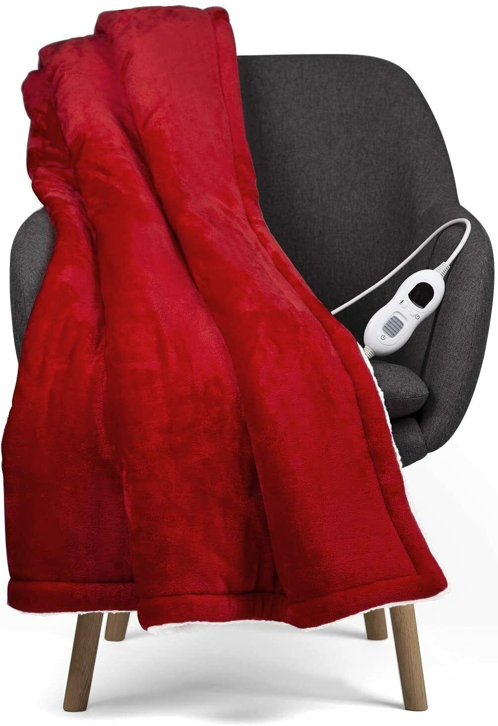 Fitted Electric Blanket Double - Luxurious Heated Throw Soft Fleece Blanket With Digital Controller