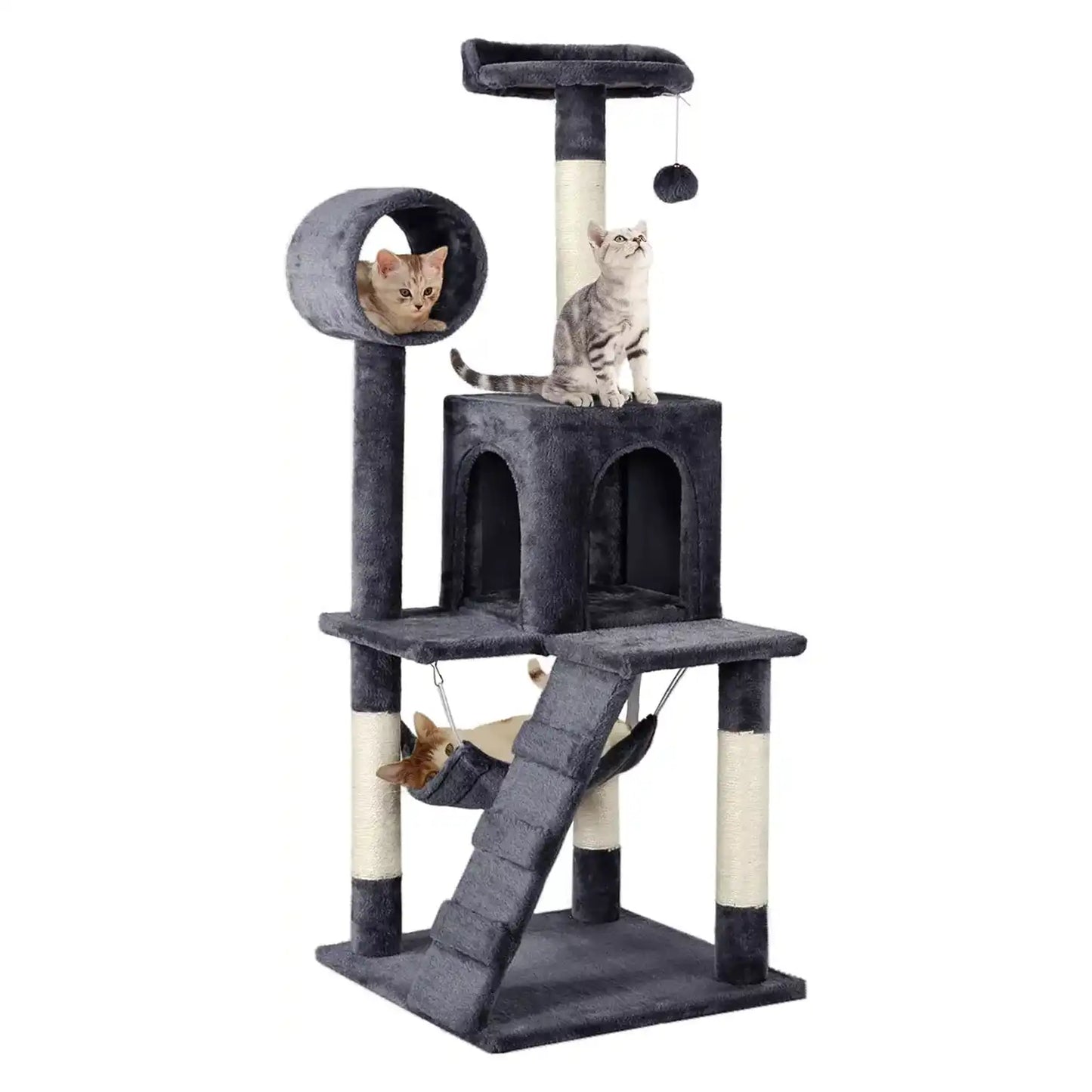 Cat Tree Scratching Post – 130cm Multi-Level Tower with Scratching Posts and Cozy Hideouts