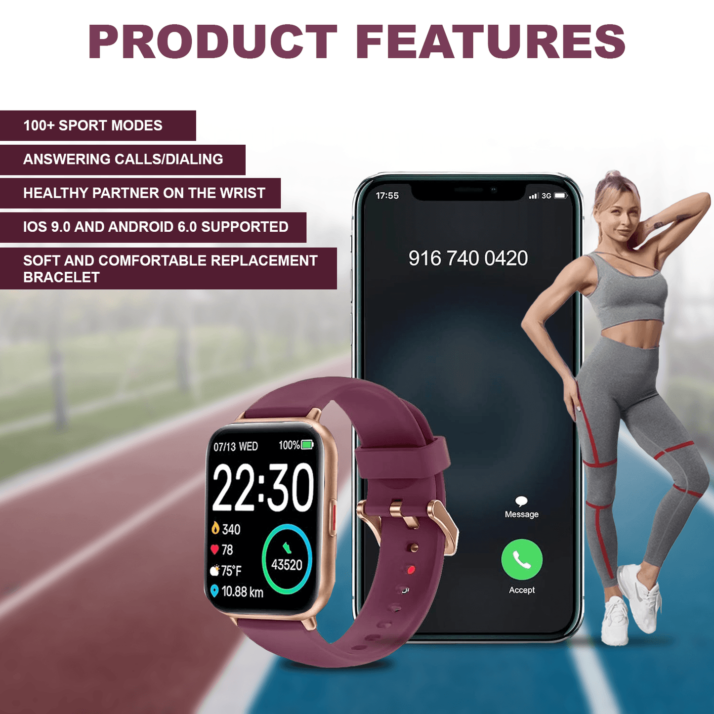 Fitness Tracker Watch – Smart Activity Watch With Heart Rate & BP Monitor For Men & Women Sport Watches