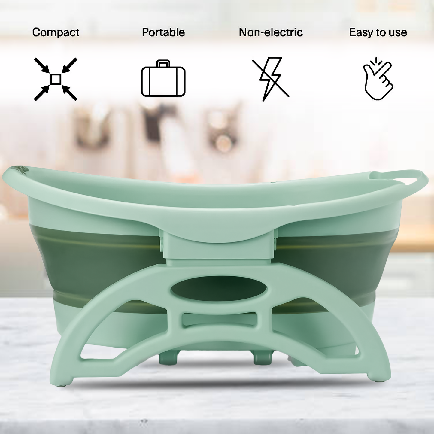 Foot Spa Bath Massager – Foldable Soaking Tub with Bubble & Roller Massage