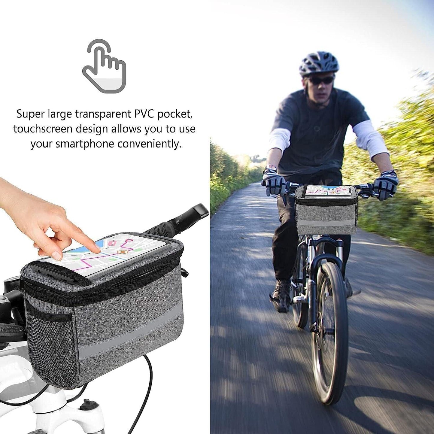 Handlebar Bags for Bikes - Outdoor Bike Handlebar Bag Bicycle Front Waterproof Basket Cycling Organiser UK