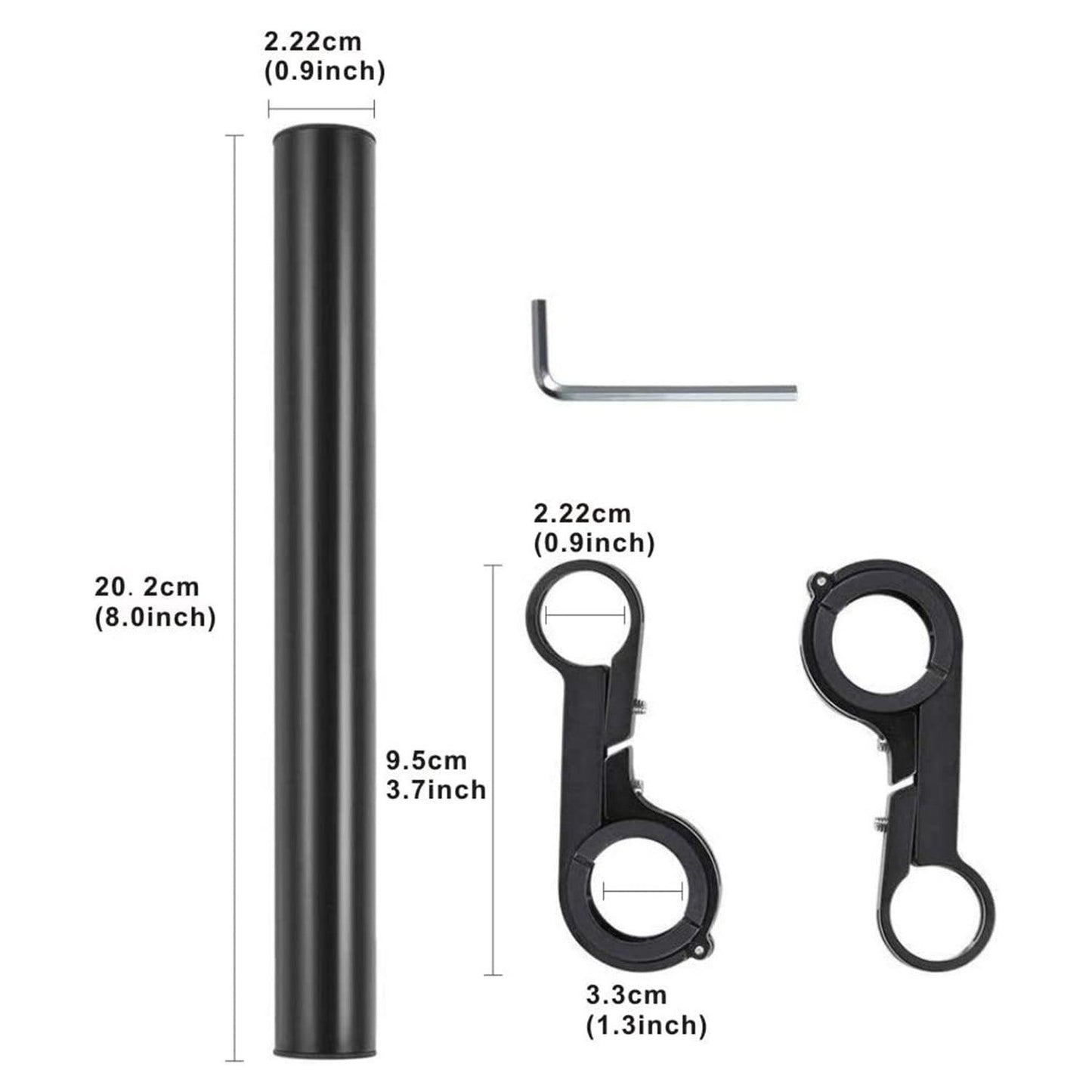 Bike Handlebar Extender - 2PCS Clamp Brackets and 1PC Hex Wrench, Aluminum Universal Bicycle Handlebar Extension for Bicycle Light, Speedometer